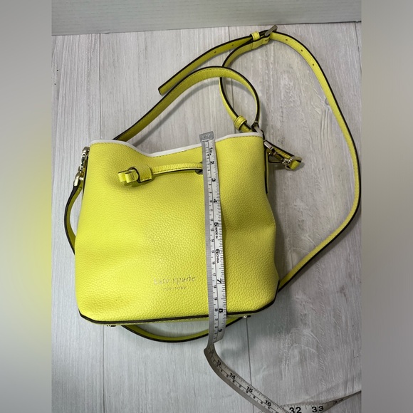 kate spade lemon yellow leather drawstring bucket shoulder bag - Picture 10 of 13